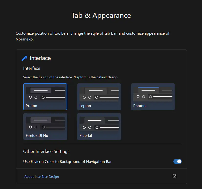 Interface Customization Settings